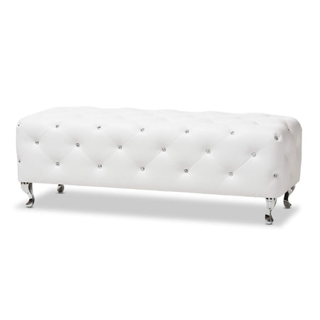 Kingfisher Lane Faux Leather Tufted Bench in Black