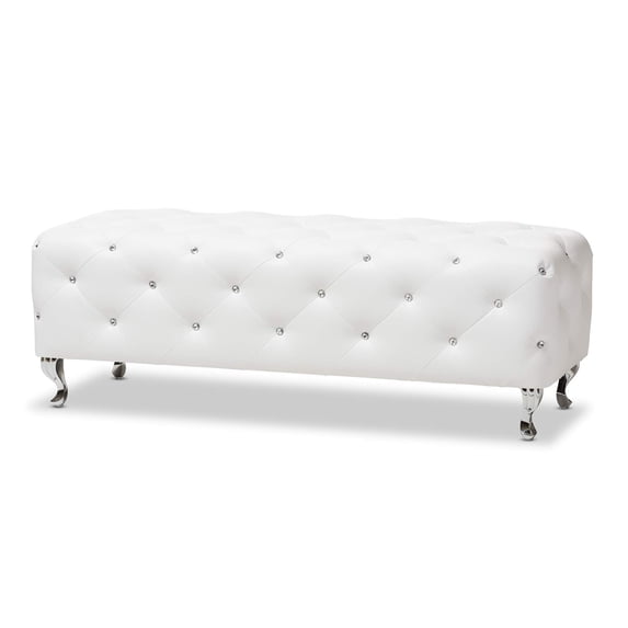 Kingfisher Lane Faux Leather Tufted Bench in Black