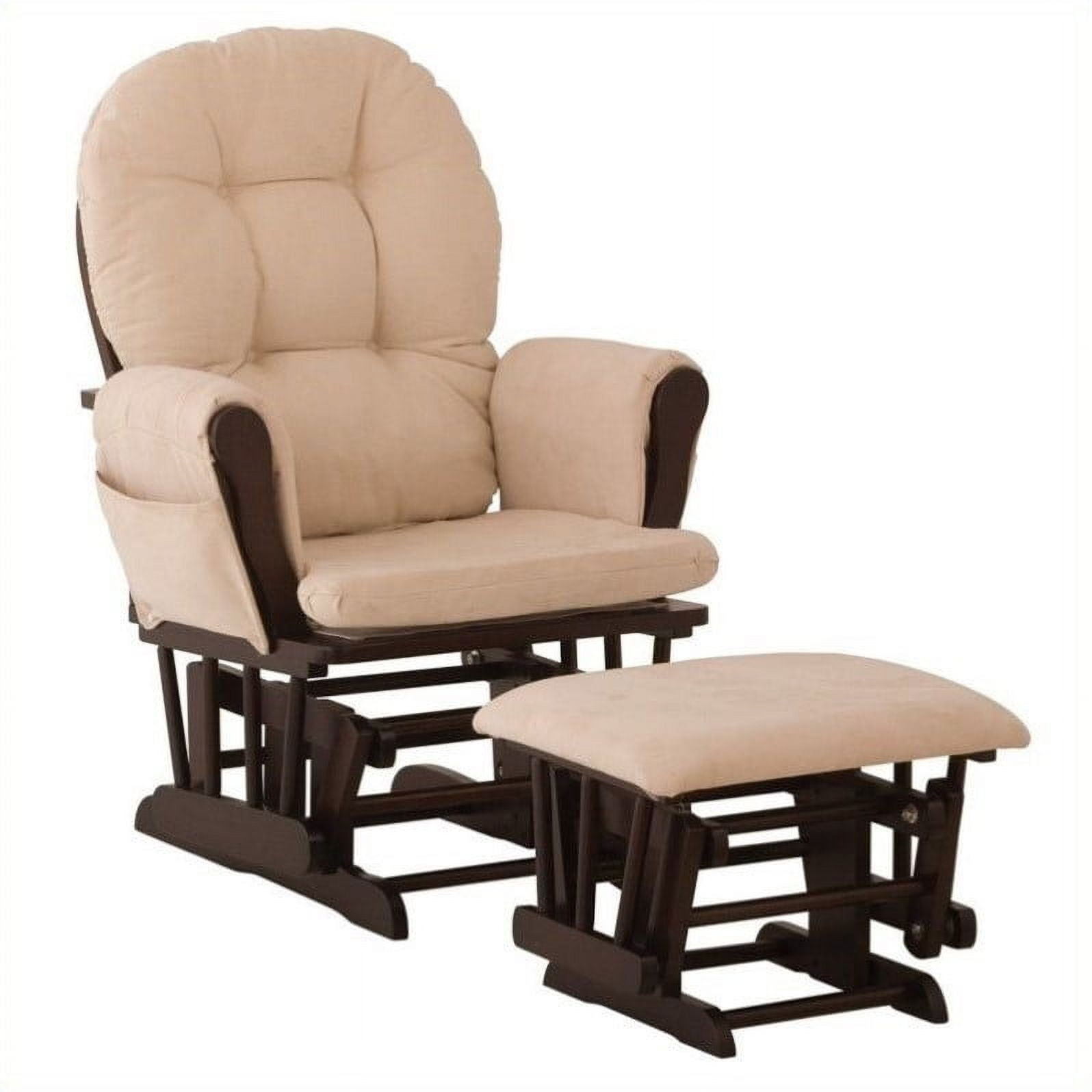 Kingfisher Lane Glider and Ottoman in Espresso and Beige Walmart