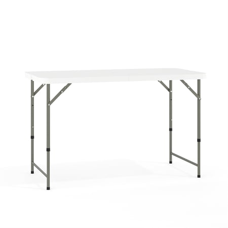 Kingfisher Lane Height Adjustable Plastic Folding Table in White