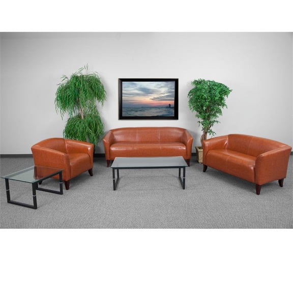 Kingfisher Lane Hercules Imperial Series Reception Sofa Set in Cognac