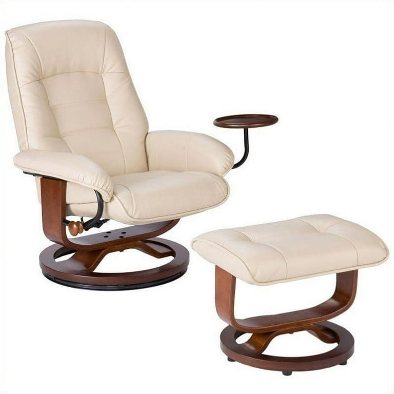 Kingfisher Lane Leather Recliner and Ottoman in Taupe