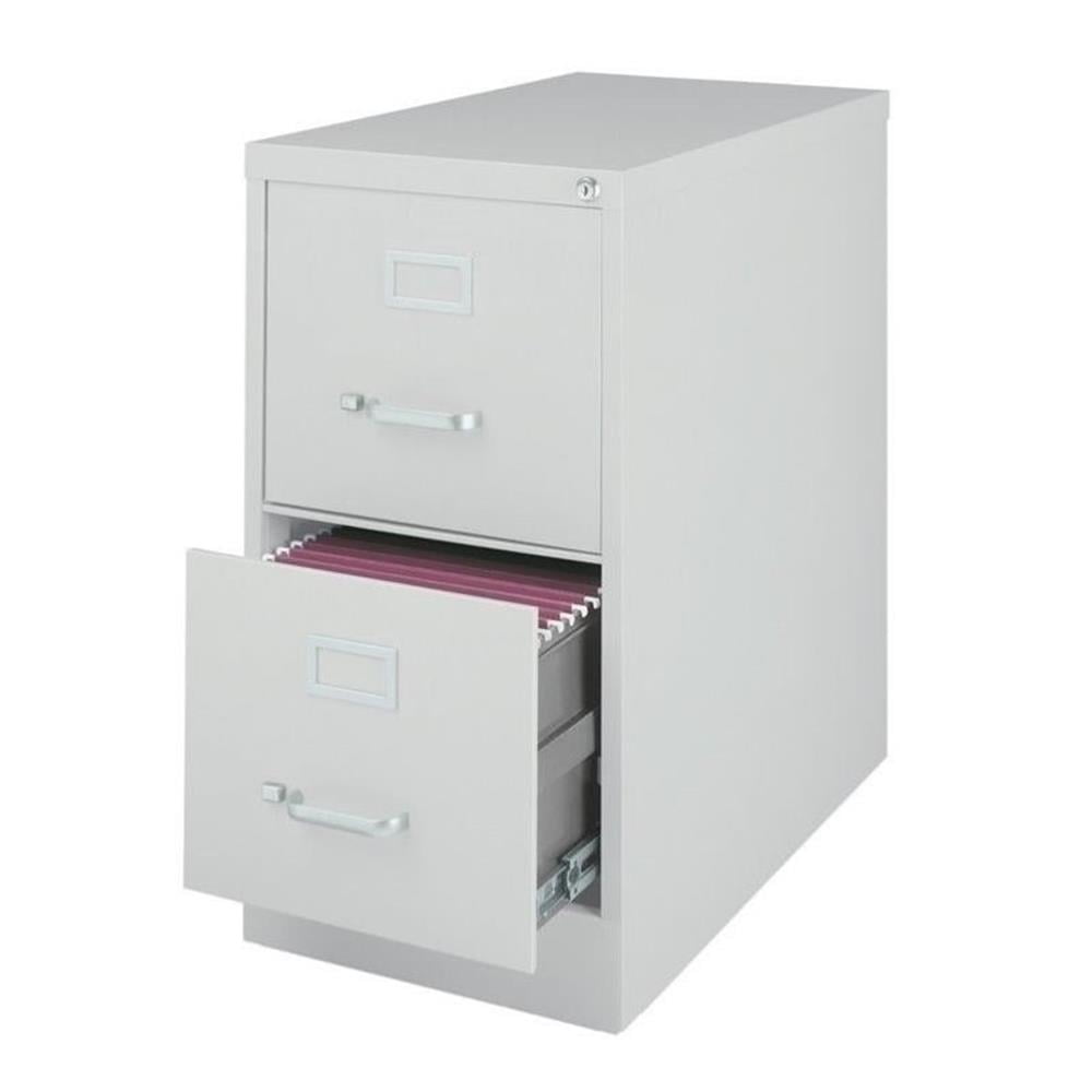 Kingfisher Lane Metal 2 Drawer Letter Width Vertical Filing Cabinet Light Gray