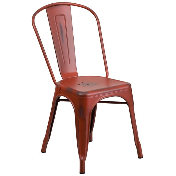 Kingfisher Lane Metal Dining Chair in Distressed Red