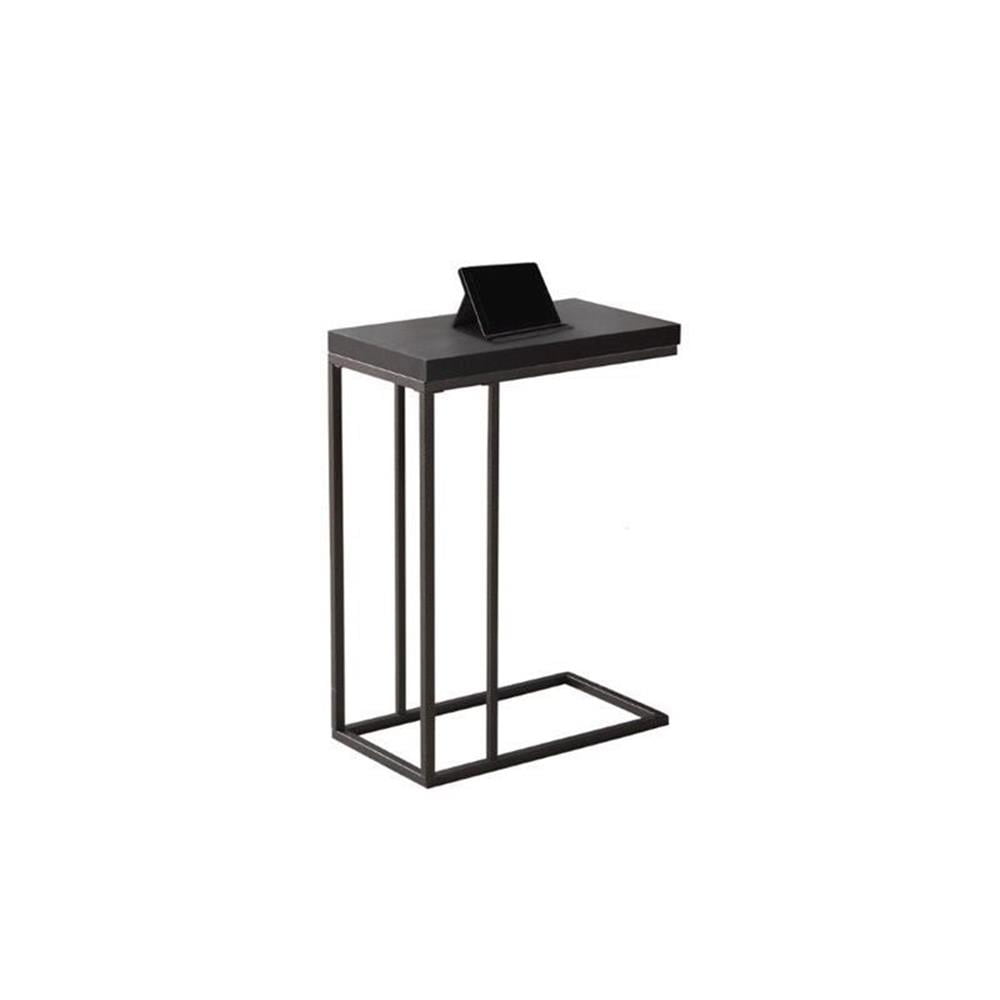 Cappuccino Finish Rectangular Accent Table with Bronze Metal Base