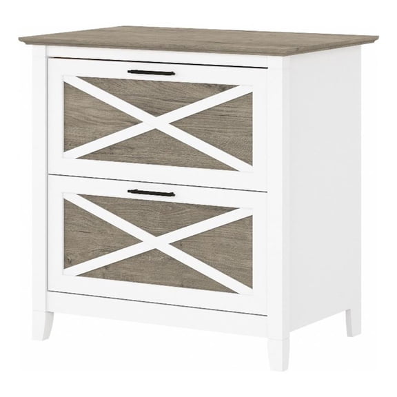 Kingfisher Lane Modern 2 Drawer File Cabinet in White & Gray