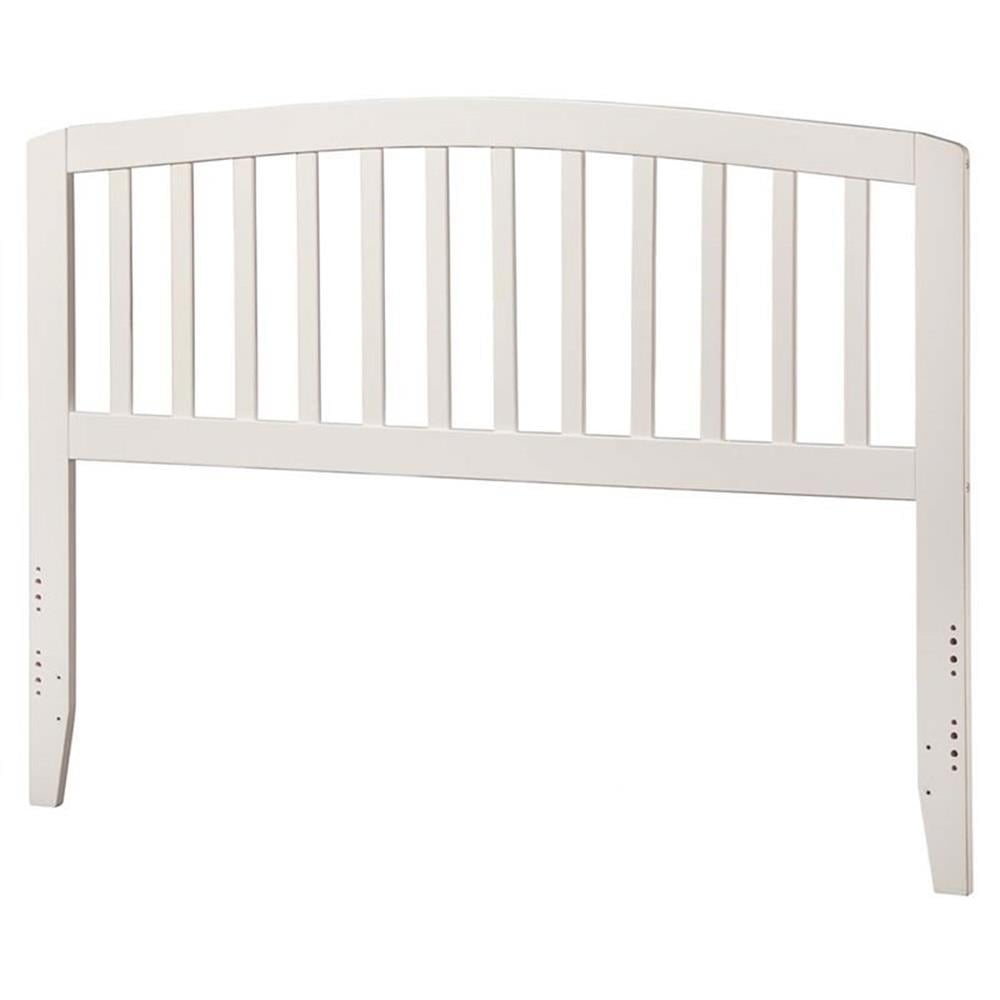 Queen White Wood Slatted Headboard with USB Charging Station