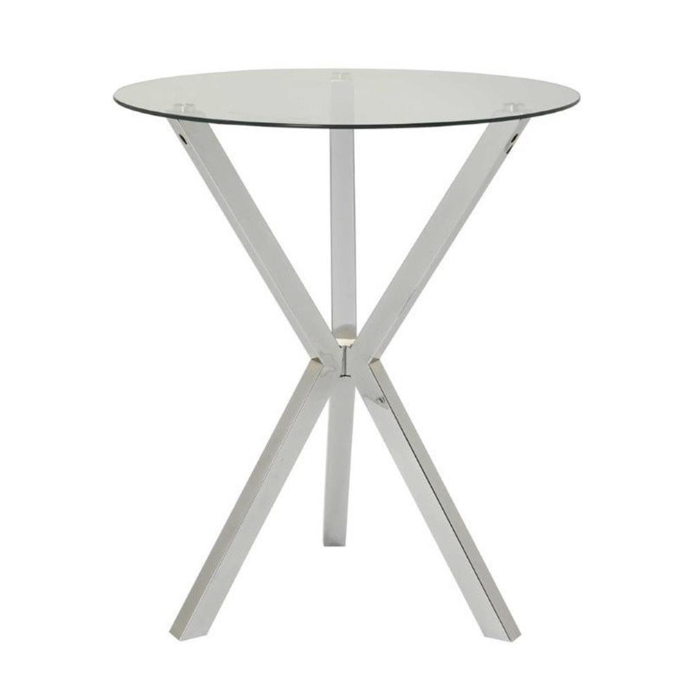 Denali Round Glass Top Chrome Bar Height Table