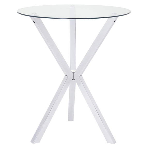 Kingfisher Lane Round Glass Top Pub Table in Chrome