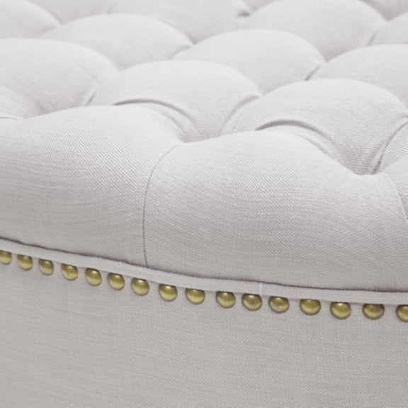 Kingfisher Lane Round Upholstered Ottoman in Gray
