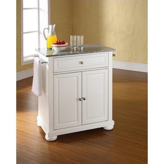 Kingfisher Lane Solid Granite Top Kitchen Island in White