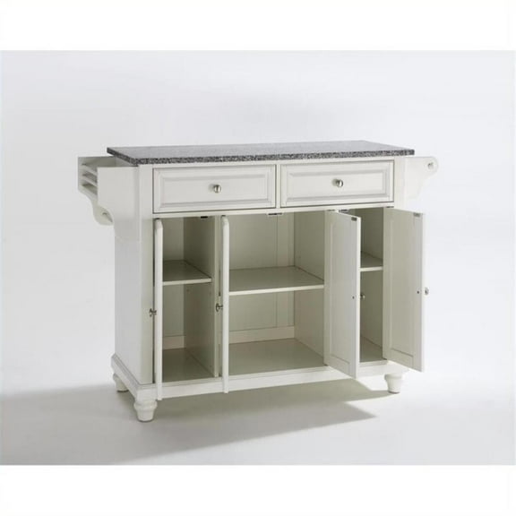 Kingfisher Lane Solid Granite Top Kitchen Island in White