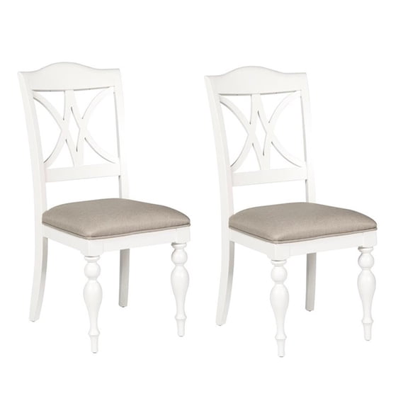 Kingfisher Lane Summer House White Slat Back Side Chair (RTA)-Set of 2