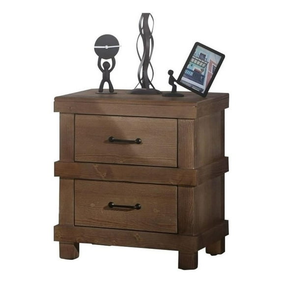 Kingfisher Lane Traditional Wood Nightstand with Drawers in Antique Oak