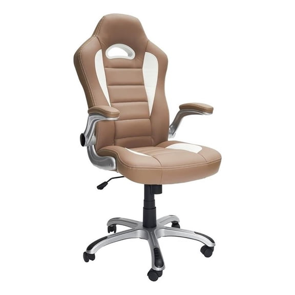 Kingfisher Lane Transitional Faux Leather Executive Office Chair in Camel Brown