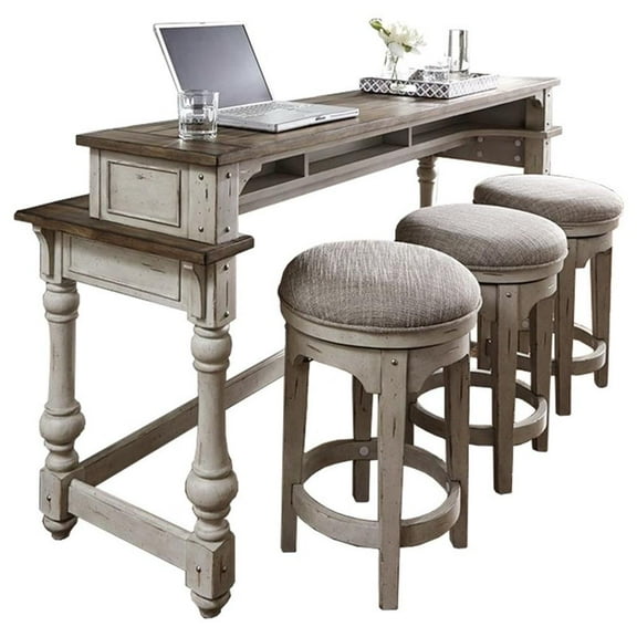 Kingfisher Lane White 4 Piece Console Set (1-Console 3-Stools)