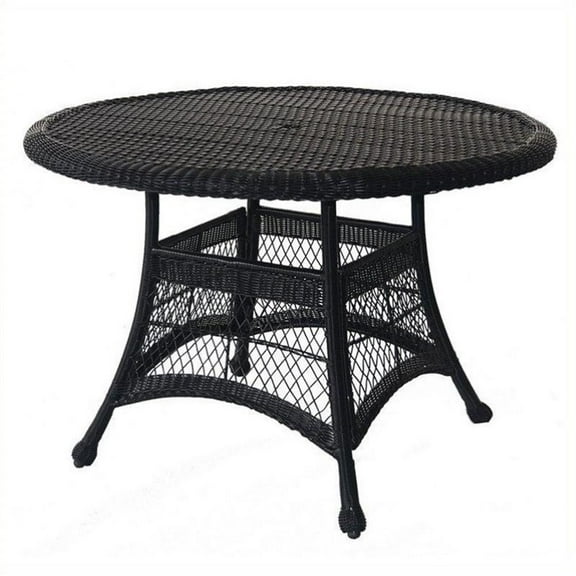 Kingfisher Lane Wicker 44" Round Dining Table in Espresso