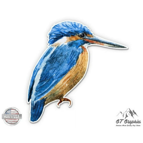 Kingfisher Watercolor - 8" Vinyl Sticker - For Car Laptop I-Pad - Waterproof Decal