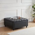 thumbnail image 1 of Kingfun 35.5" Large Square Ottoman Bench, Tufted Upholstered Coffee Table Ottoman with Storage, Oversized Ottomans Toy Box for Living Room Bedroom, Black, 1 of 13