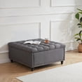 thumbnail image 1 of Kingfun 35.5" Large Square Ottoman Bench, Tufted Upholstered Coffee Table Ottoman with Storage, Oversized Ottomans Toy Box for Living Room Bedroom, Grey, 1 of 13