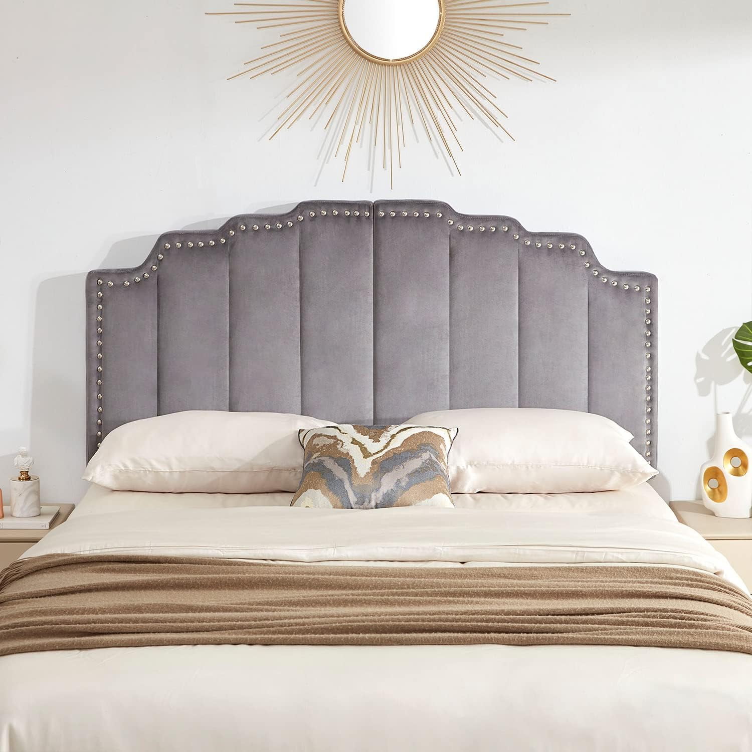 Kingfun Tbfit Headboards in Modern Button Design, Premium Linen Fab