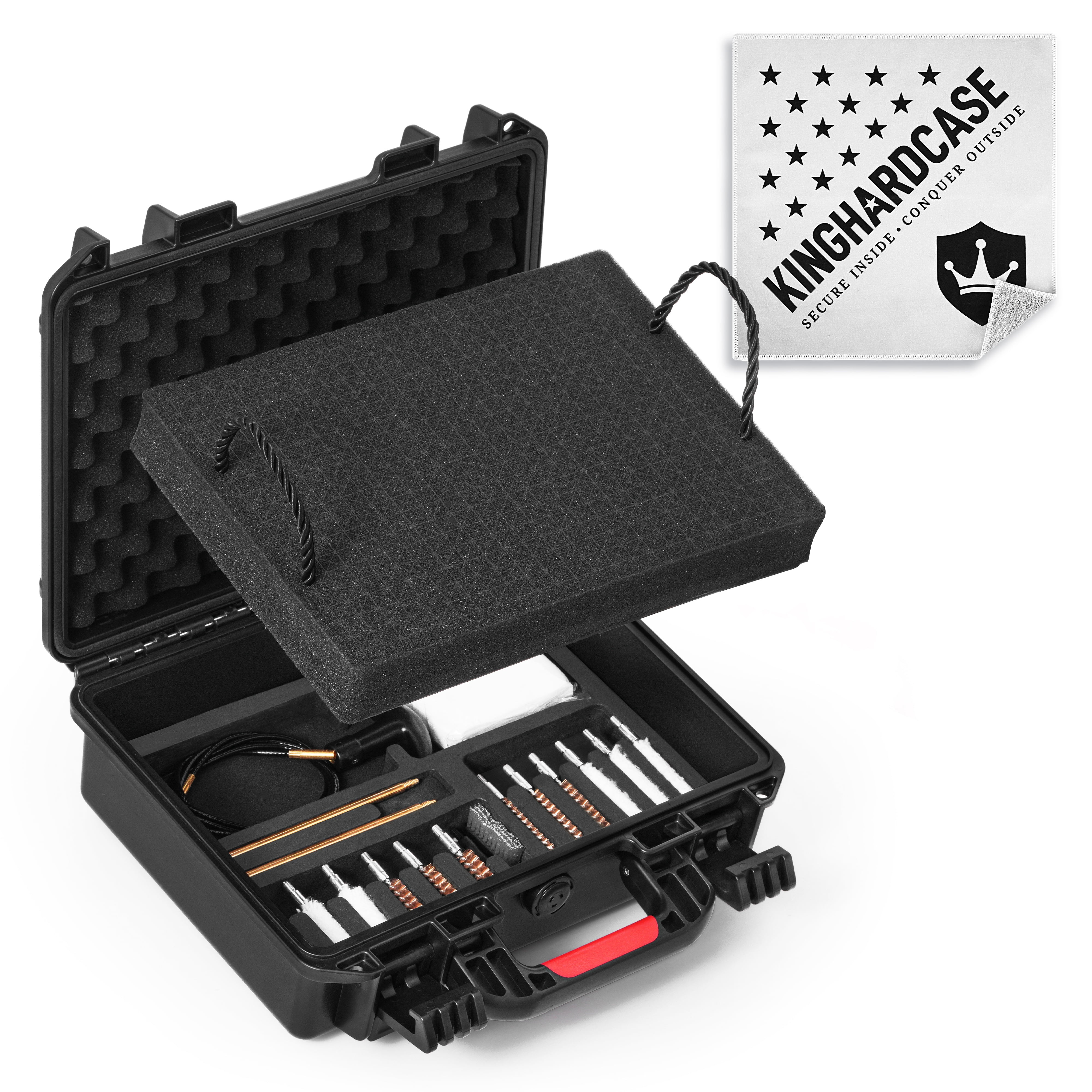 Kinghardcase All-in-One Hard Pistol Case with Cleaning Kit – Waterproof Gun Case for Handguns, Impact-Resistant Handgun Storage Case for the Range and Travel, Fits Most Pistols