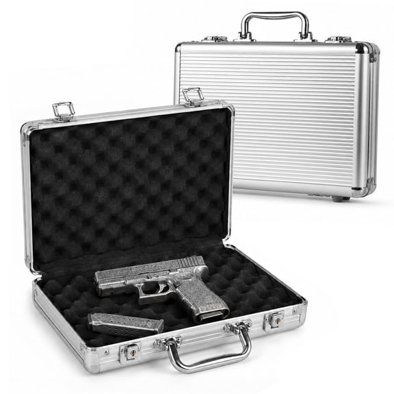 Kinghardcase Aluminum Pistol Case, Lockable Handgun Storage Box with Wave Foam, Portable Carry Case for Collectors