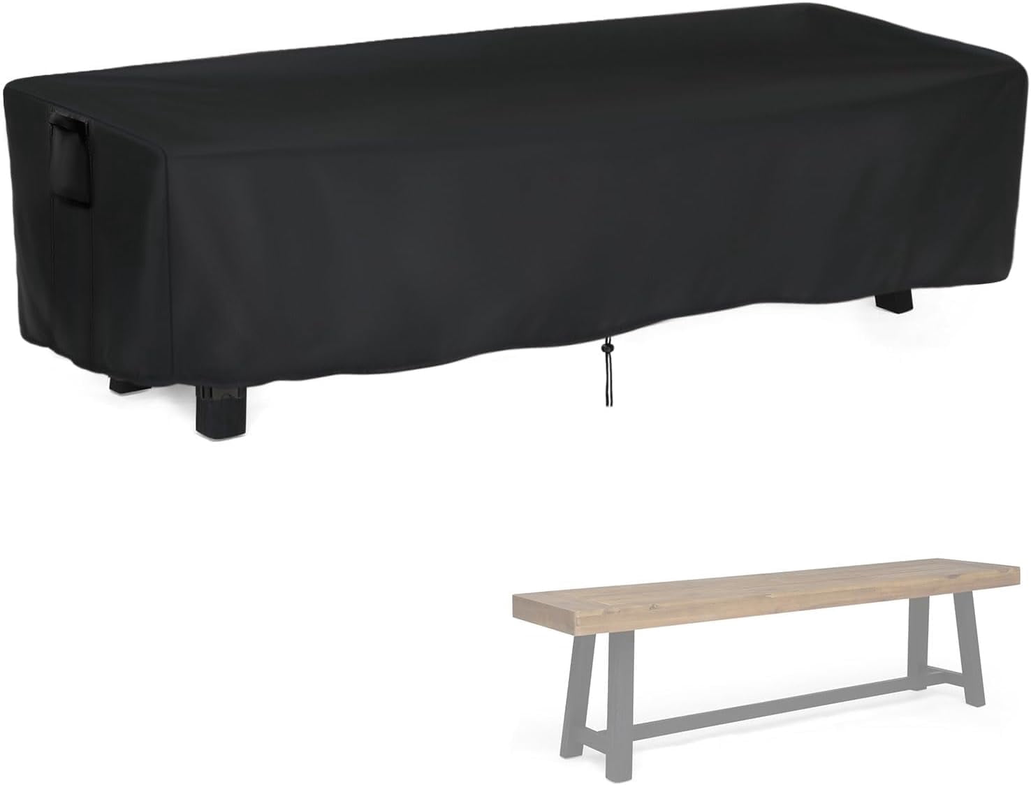 Kingling Outdoor Bench Cover Rectangle, Wood Bench Cover Waterproof Patio Bench Covers for Outdoor Furniture Long Chair Covers, 63" W x 15" D x 18" H