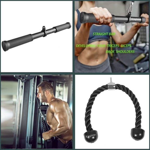 Kinglotus Cable Machine Attachments for Home Gym, Triceps Pull Down Accessories, LAT Pull Down Attachment
