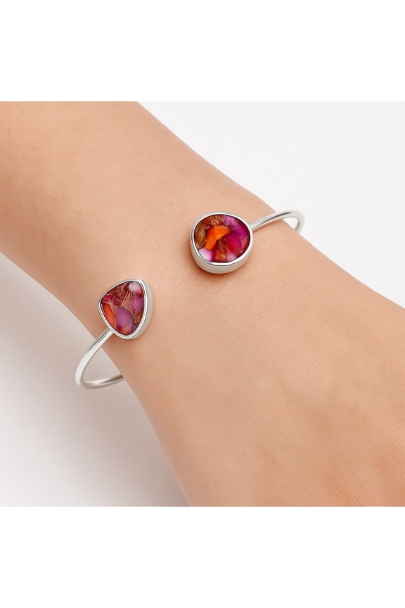 Kingman Orange Dahlia Turquoise 925 Silver Cuff Bangle Bracelet Jewelry B-1004 SDB5172