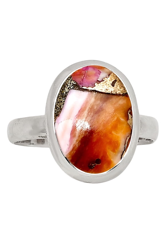 Kingman Orange Dahlia Turquoise 925 Sterling Silver Ring s.8 Jewelry R-1007 SDR250308