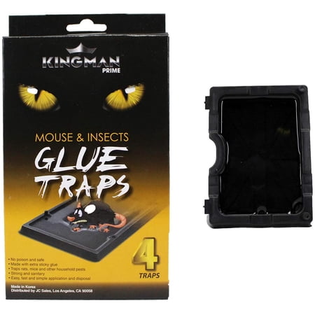 Kingman Prime Mouse Trap Glue Trap/Board (Small Size) (4 Traps) Rodent Trap Safe Easy Non-Toxic