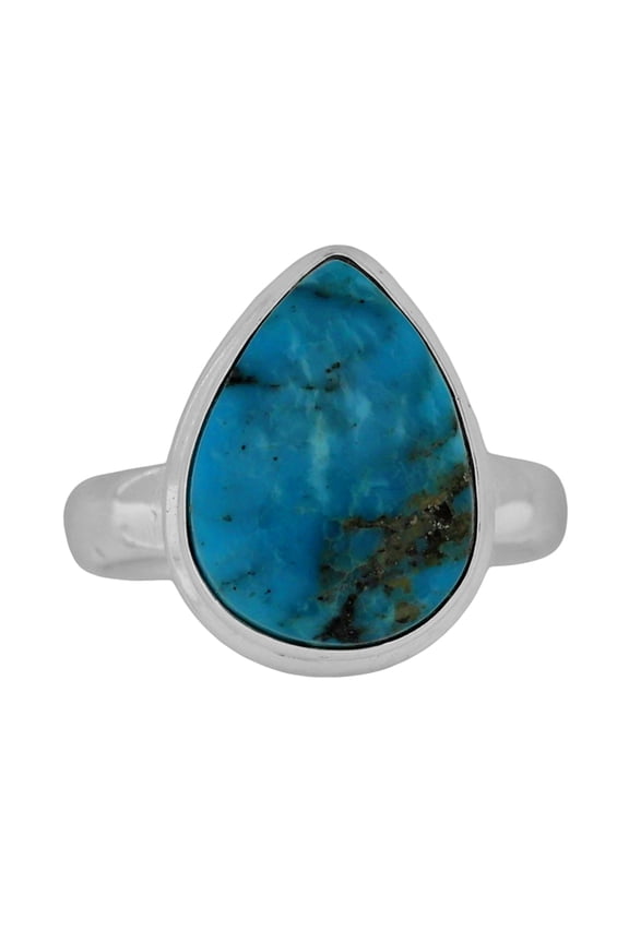 Kingman Turquoise With Pyrite 925 Silver Plated Ring s.7 Jewelry WR27-10057