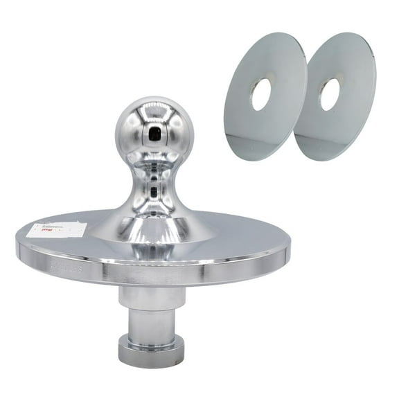 Kingpin to 2-5/16" Gooseneck Ball Hitch Adapter w/ 8" Two Compensation Rings - 30,000lbs Load Capacity Gooseneck Ball Towing Receiver Fit for Fifth Wheel Tractor Trailer - Chrome