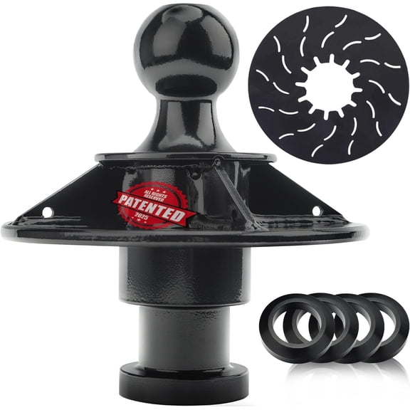 Kingpin to Gooseneck Ball Adapter 1.5" Raised Reinforced Rib for 2-5/16'' Fifth Wheel Gooseneck Ball Hitch Adapter, Fit for Tractor, Load Capacity 30,000 lbs, Replace#2085295 with Four Washer