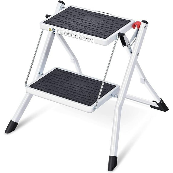Kingrack 2 Step Ladder Folding Stool, Non-Slip Step Ladder, collapsible stool for adults, Heavy Duty 330Lbs Capacity Industrial Lightweight