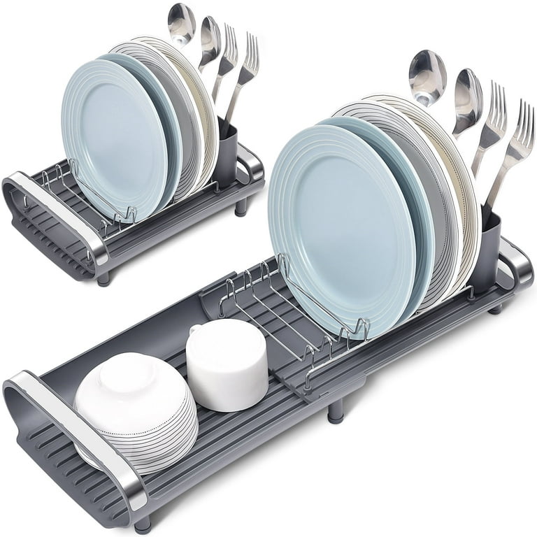 Kingrack Expandable Dish Drying Rack, Small Dish Drainer Rack for Kitchen  Counter Organizers, Stainless Steel, Non-Slip Feet, Anti Rust Sink Plate