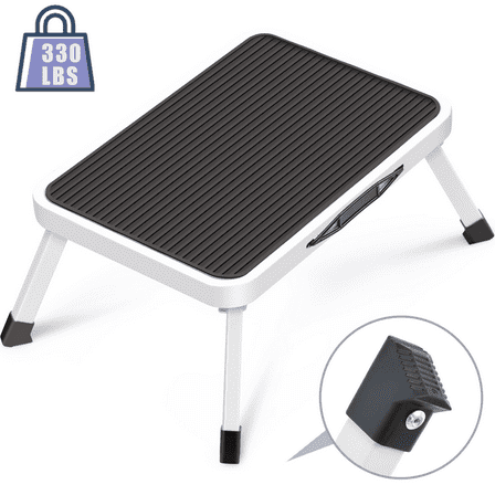 Kingrack Folding Step Stool for Adults, Non-Slip One Step Ladder, Collapsible Stool, Lightweight Foot Stool Up to 330 lbs
