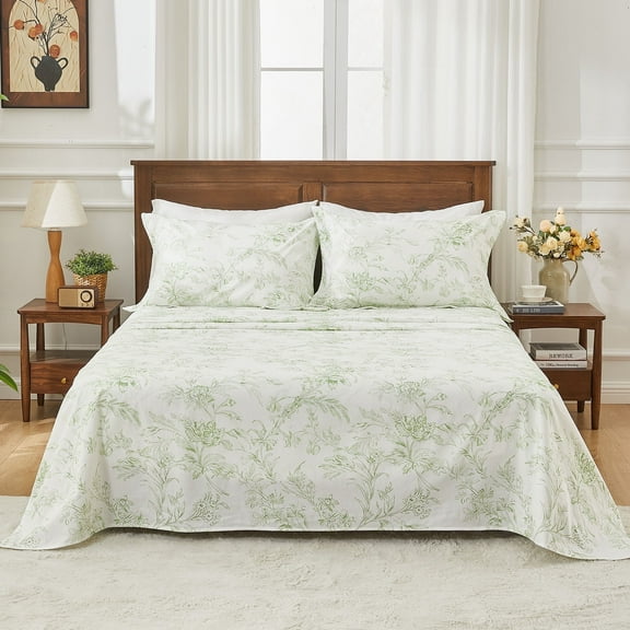 Kingrest 4PC Luxury Deep Pocket Full Sheet Set Fit 16", 100% Organic Cotton Breathable Super Soft Full Size Sheet Set, Luxury Hotel Style Home Decor Full Bed Sheet Set, Gift for Women, Men