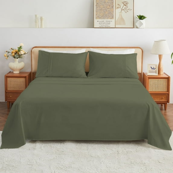 Kingrest 4PC Luxury Deep Pocket Full Sheet Set Fit 16", 100% Organic Cotton Breathable Super Soft Full Size Sheet Set, Luxury Hotel Style Home Decor Full Bed Sheet Set, Gift for Women, Men