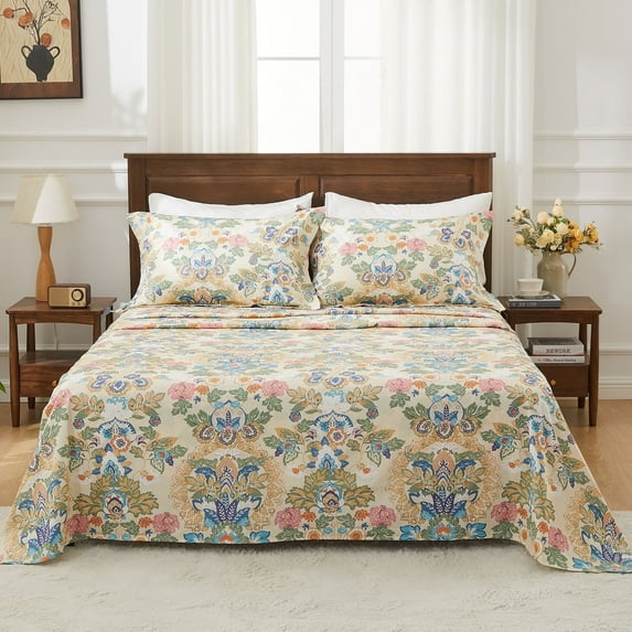 Kingrest 4PC Luxury Deep Pocket King Sheet Set Fit 16", 100% Organic Cotton Breathable Super Soft King Size Sheet Set, Luxury Hotel Style Home Decor King Bed Sheet Set, Gift for Women, Men