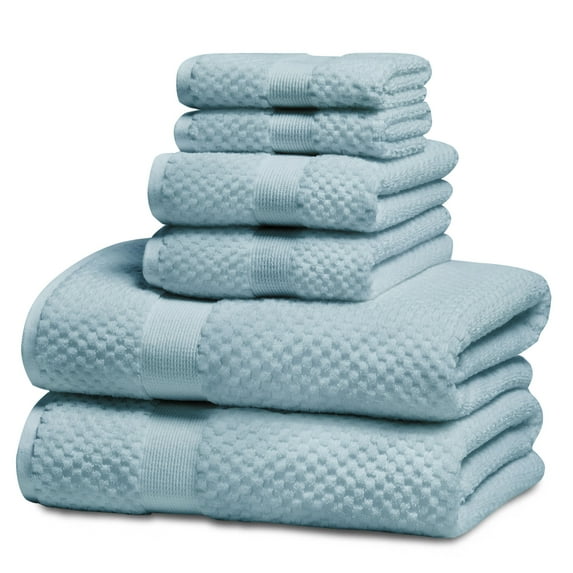 Kingrest Bath Towel Sets of 6 Pieces, 2 Bath Towels 2 Hand Towels 2 Washcloths, 100% Cotton Highly Absorbent Towels for Bathroom, Gym, Hotel