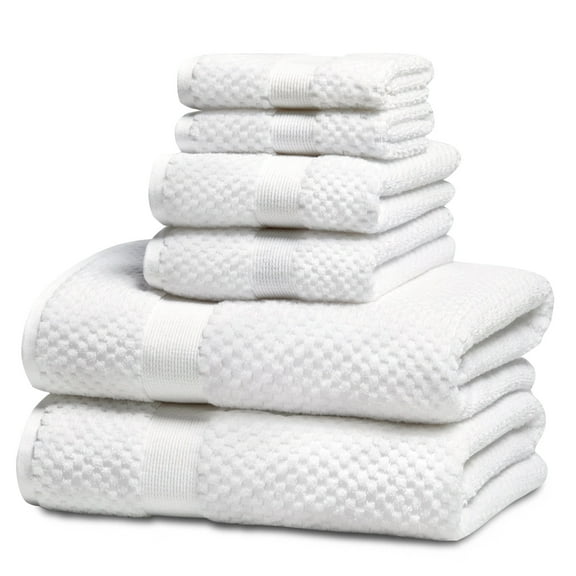 Kingrest Bath Towel Sets of 6 Pieces, 2 Bath Towels 2 Hand Towels 2 Washcloths, 100% Cotton Highly Absorbent Towels for Bathroom, Gym, Hotel