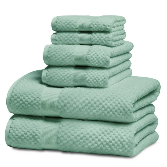Kingrest Bath Towel Sets of 6 Pieces, 2 Bath Towels 2 Hand Towels 2 Washcloths, 100% Cotton Highly Absorbent Towels for Bathroom, Gym, Hotel