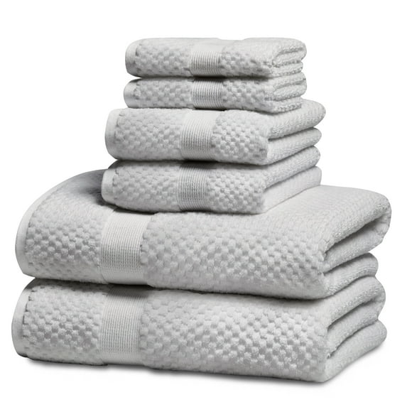 Kingrest Bath Towel Sets of 6 Pieces, 2 Bath Towels 2 Hand Towels 2 Washcloths, 100% Cotton Highly Absorbent Towels for Bathroom, Gym, Hotel