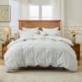 thumbnail image 1 of Kingrest Luxury Queen Duvet Cover Set Floral Printed, Soft & Breathable 100% Organic Cotton 3 Pieces Queen Bedding Sets, Pattern Queen Comfy Duvet Cover Set with Zipper Closure, 1 of 9