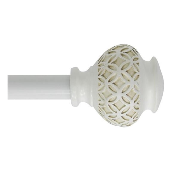 Kings Adjustable Single Curtain Rod 84" to 120"-White