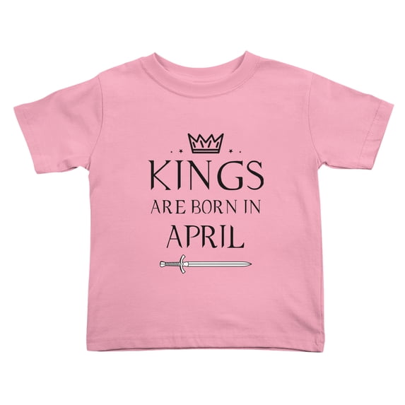 Kings Are Born In April Funny Toddler T-Shirts for Boys Girls (Pink, Youth S)