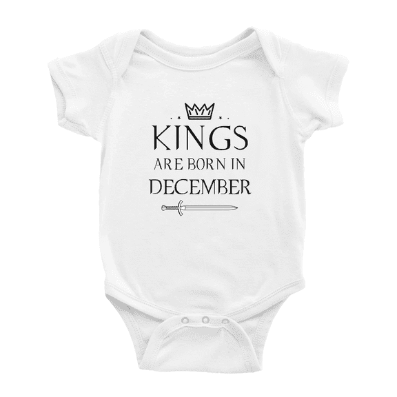 Kings Are Born In December Funny Baby Bodysuit Boy Girl Unisex