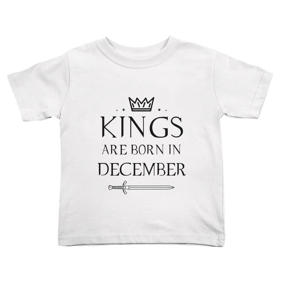 Kings Are Born In December Funny Toddler T-Shirts for Boys Girls (White, Youth L)